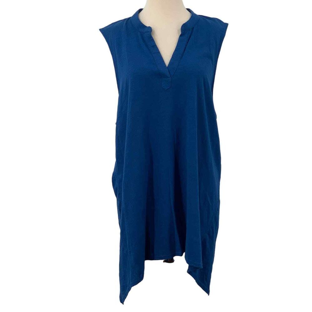 NWT Chico's Sleeveless‎ Pullover V-Neck Asymmetrical Tunic/Tank Blue Size 4/XXL